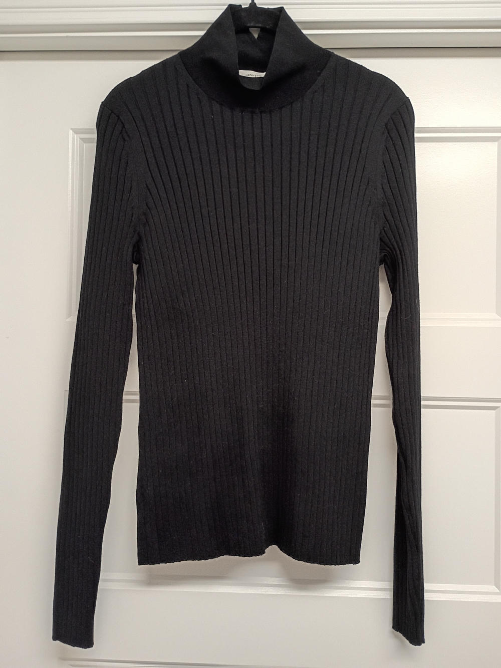 Lafayette 148 New York Black Ribbed Cowl Neck Sweater Women's Size L New